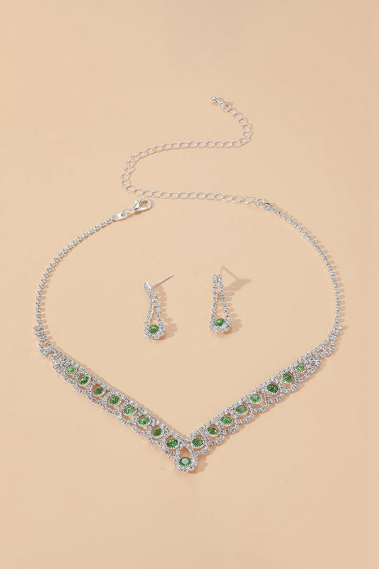 Braided Rhinestone Clavicle Necklace And Earrings Set