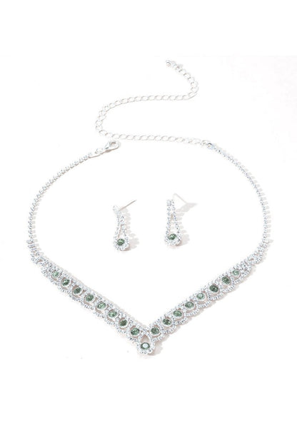 Braided Rhinestone Clavicle Necklace And Earrings Set