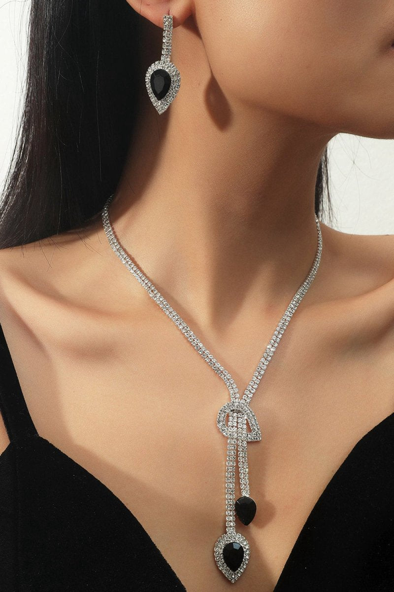 Vintage Teardrop Gemstone Necklace And Earrings Set