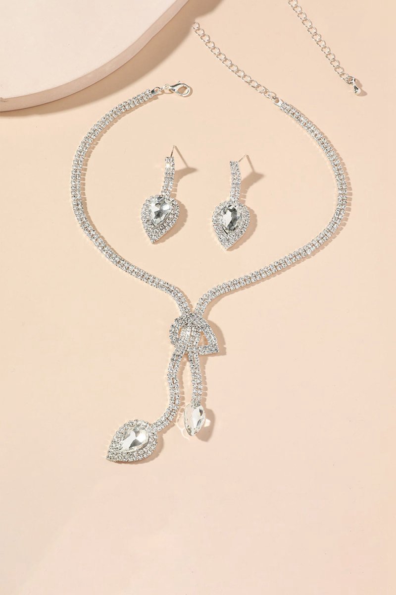 Vintage Teardrop Gemstone Necklace And Earrings Set