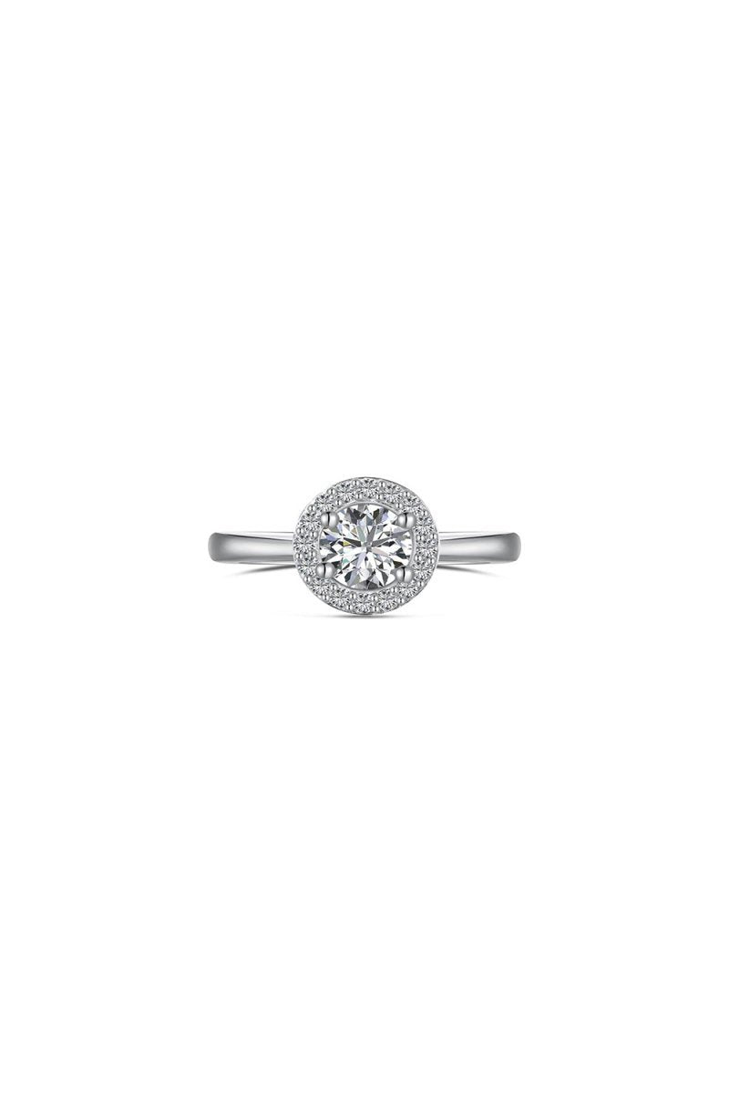 Simple Round sparkling Engagement Ring Sterling Silver