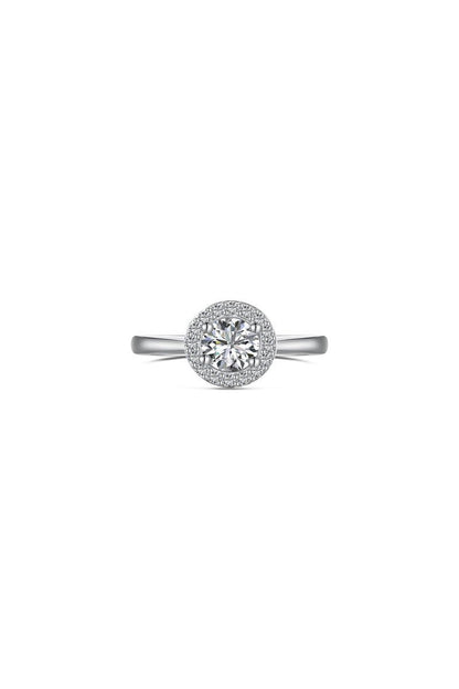 Simple Round sparkling Engagement Ring Sterling Silver