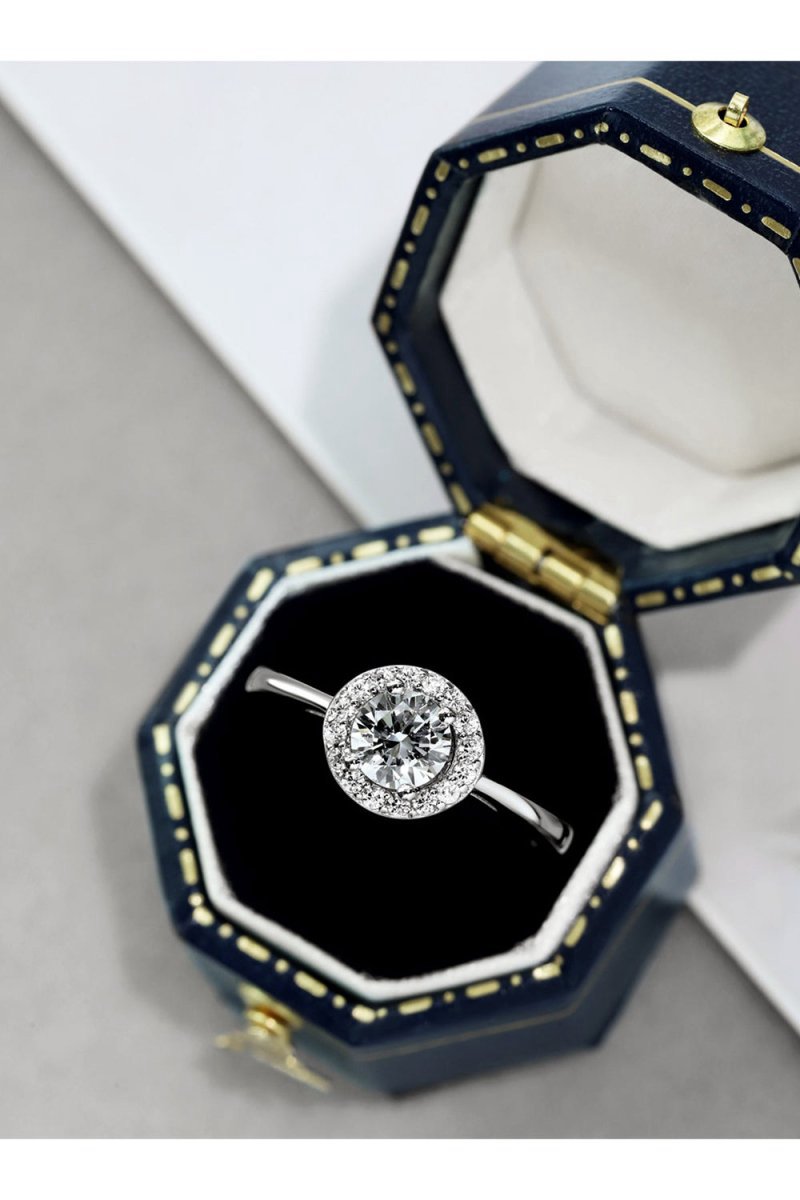 Simple Round sparkling Engagement Ring Sterling Silver
