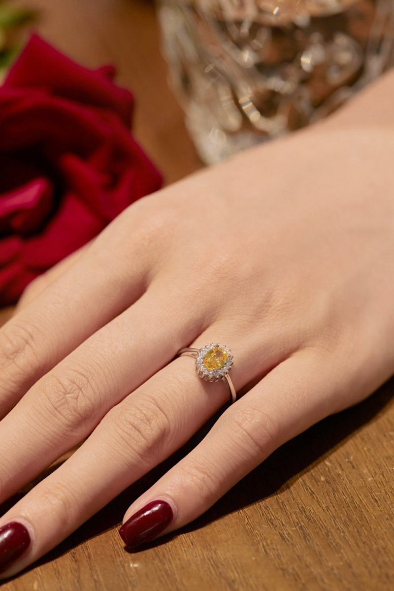 Citrine Oval Sparkle Cocktail Ring