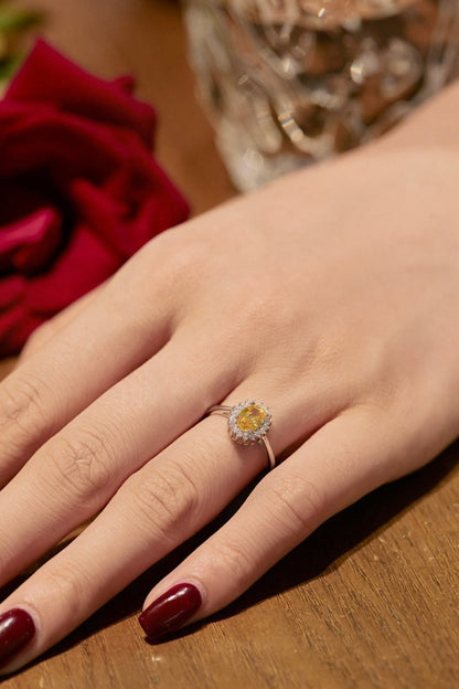 Citrine Oval Sparkle Cocktail Ring