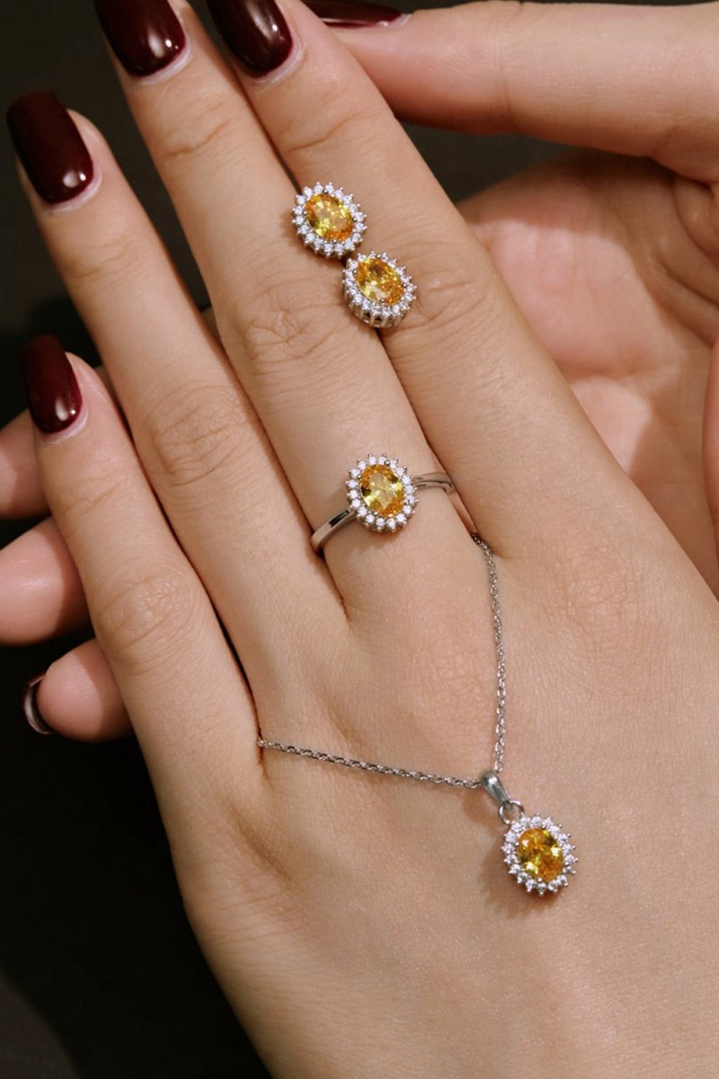 Citrine Oval Sparkle Cocktail Ring
