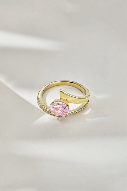 18k Gold Plated Radiant Oval Cut Gemstone Jewelry Ring