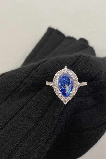 2 Carat Radiant Pear Cut Sapphire Engagement Ring