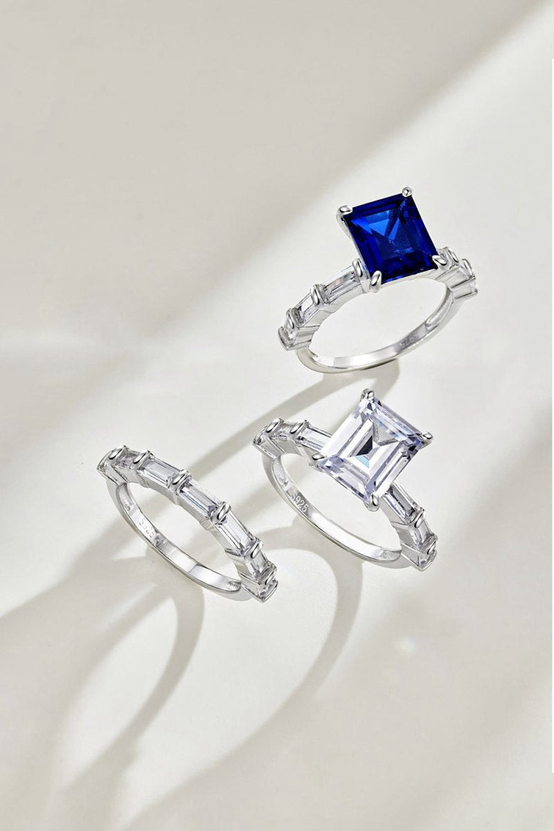 4 Carat Rectangle Sapphire Engagement Ring