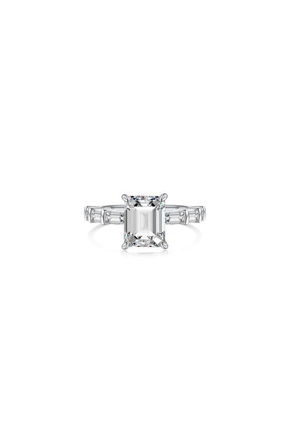 4 Carat Rectangle Sapphire Engagement Ring