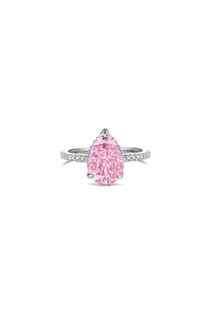 Sterling Silver Pear Cut Radiant Zircon Engagement Ring