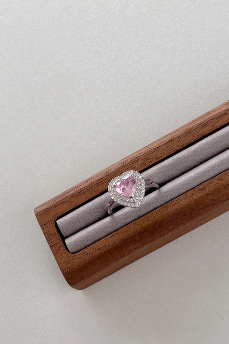 Heart Shape Pink Zircon Sterling Silver Ring
