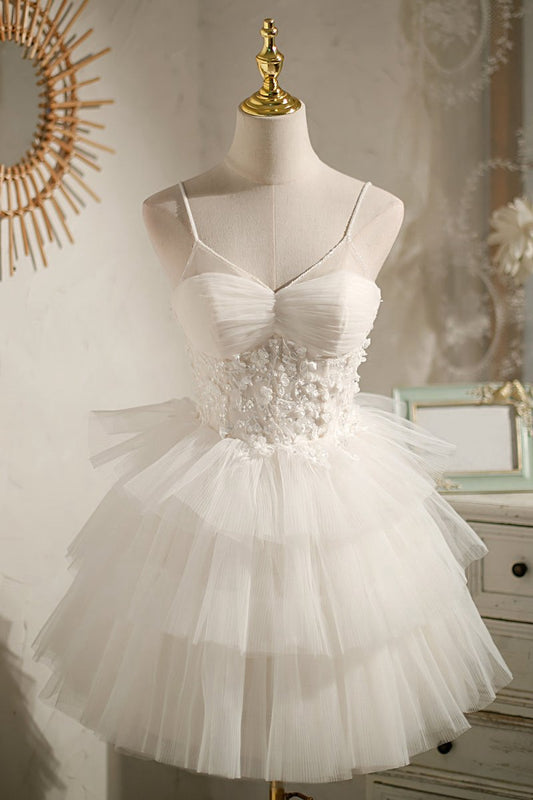 Spaghetti Straps Sequins Lace Appliques Short Homecoming Dresses