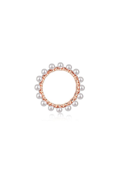 925 Sterling Silver Full Pearl 5A Cubic Zirconia Crown Shaped Ring