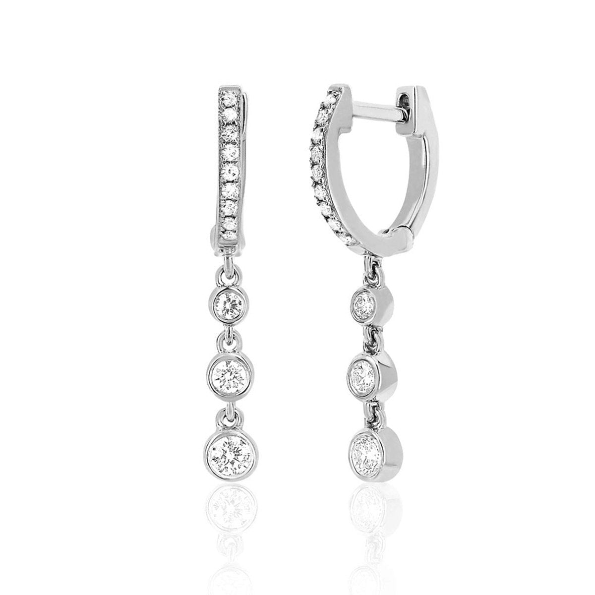 Tassel Gold Small Circle Long Earrings with Rhinestones