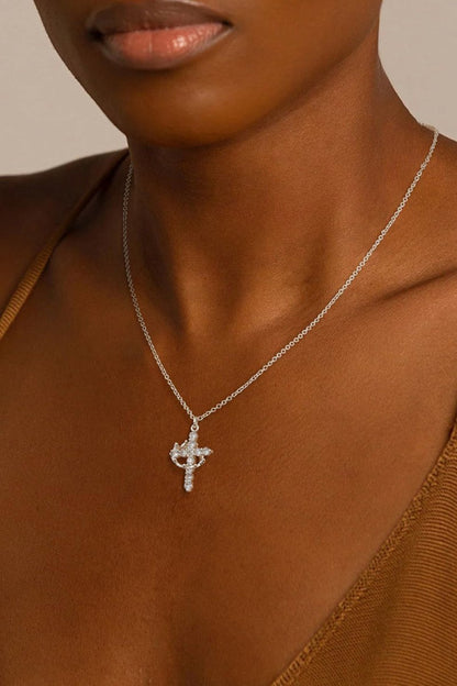 Cross Crown Pendant Zircon Necklace
