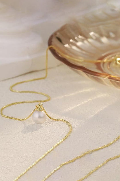 Gold Pearl Pendant Necklace