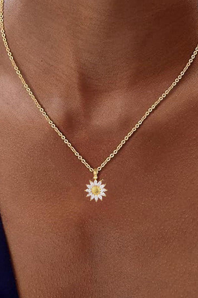 Sunflower Pendant Zircon Necklace