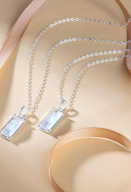 Silver Square Zircon Necklace