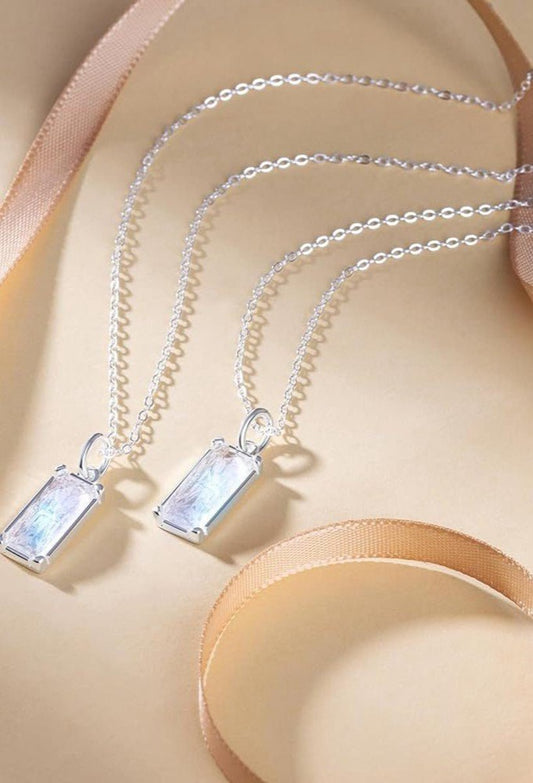 Silver Square Zircon Necklace