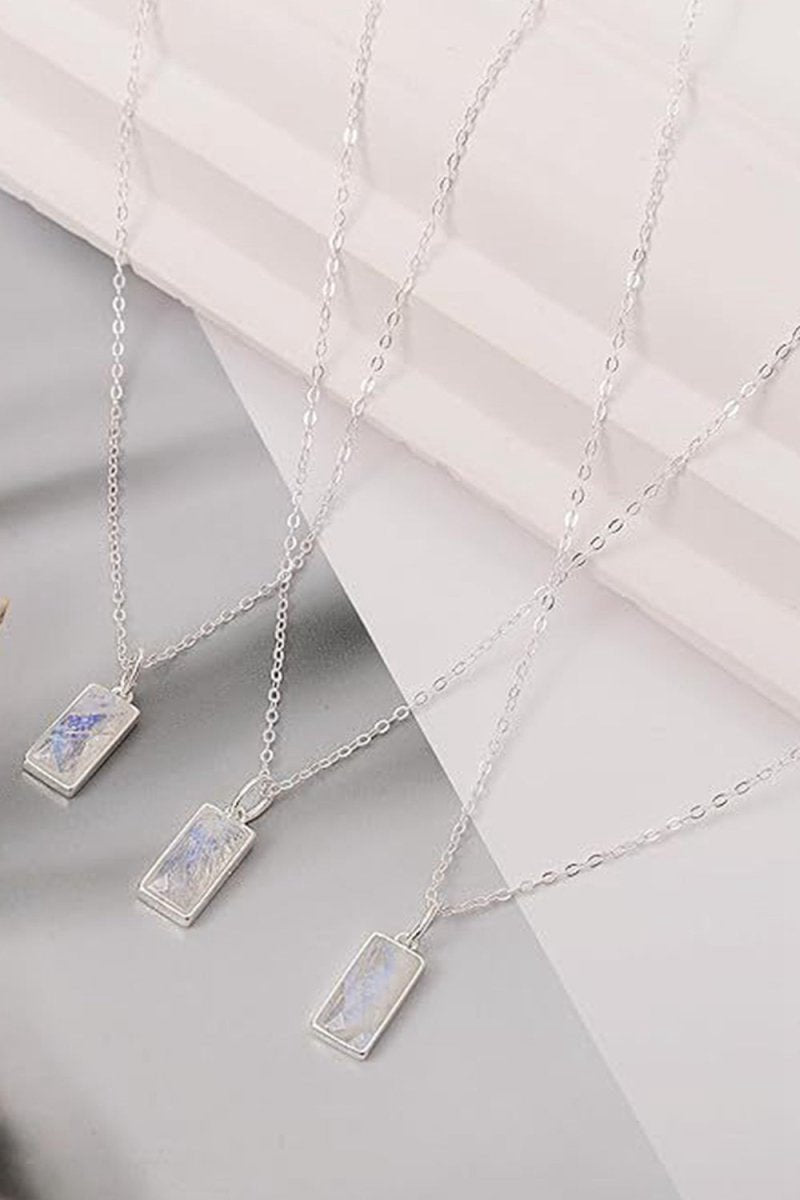 Silver Square Zircon Necklace