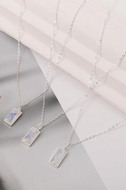 Silver Square Zircon Necklace