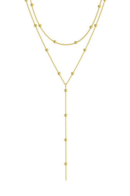 Geometric Tassel Round Bead Multi Layer Long Necklace