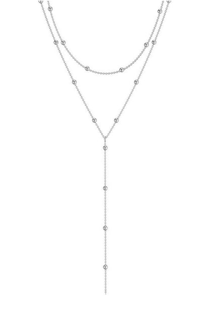 Geometric Tassel Round Bead Multi Layer Long Necklace