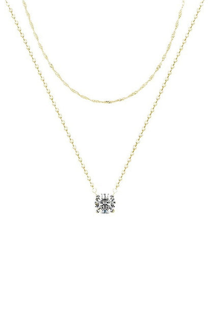 Double Layer Detachable Gold Zircon Necklace