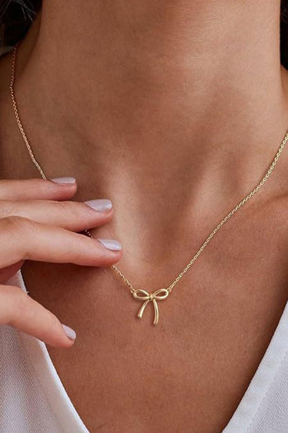 Gold Bow Pendant Necklace