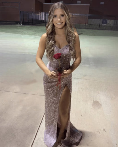 Sweetheart Sequins Mermaid Prom Dresses with Beading