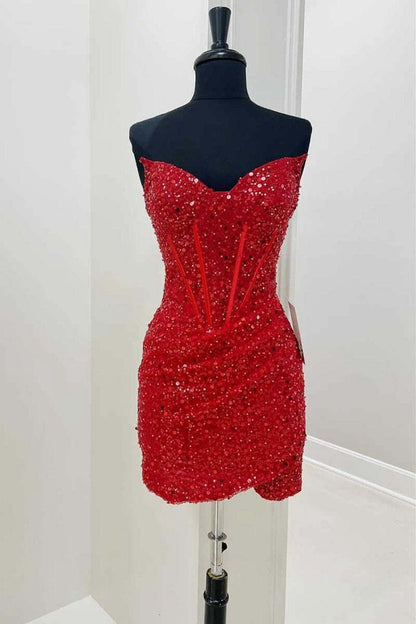 Bodycon Sweetheart Sequins Corset Homecoming Dresses