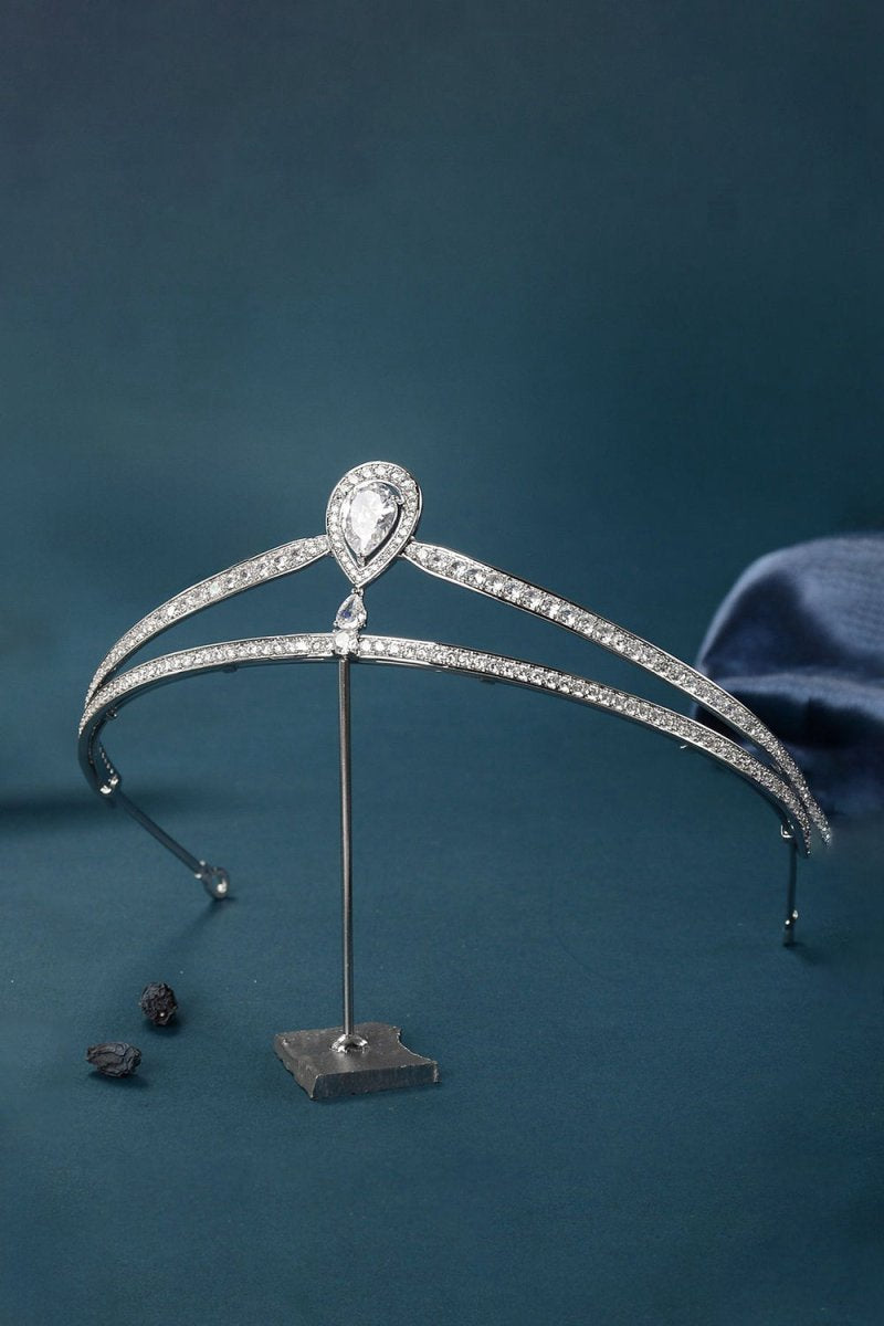 Silver Teardrop Zircon Tiaras
