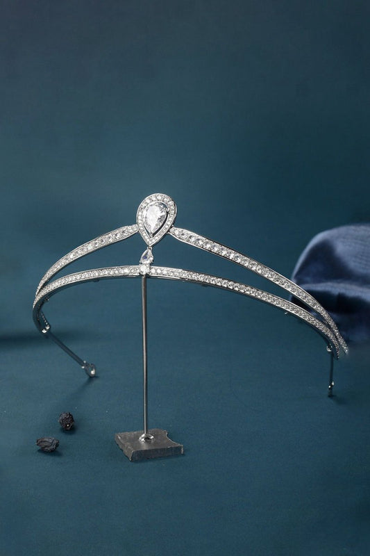 Silver Teardrop Zircon Tiaras