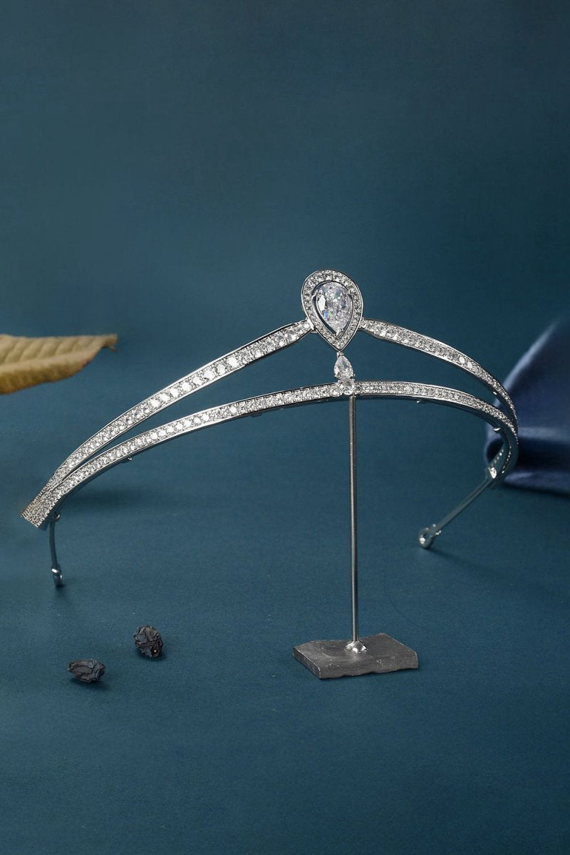 Silver Teardrop Zircon Tiaras