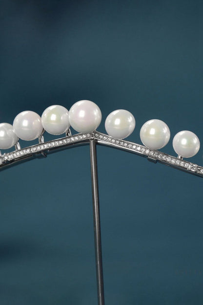 Women's Silver Zircon Pearl Crowns
