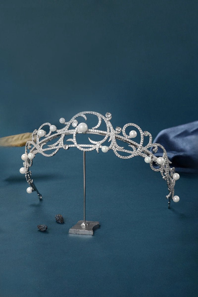 Women's Silver Pearl Swirl Tiaras