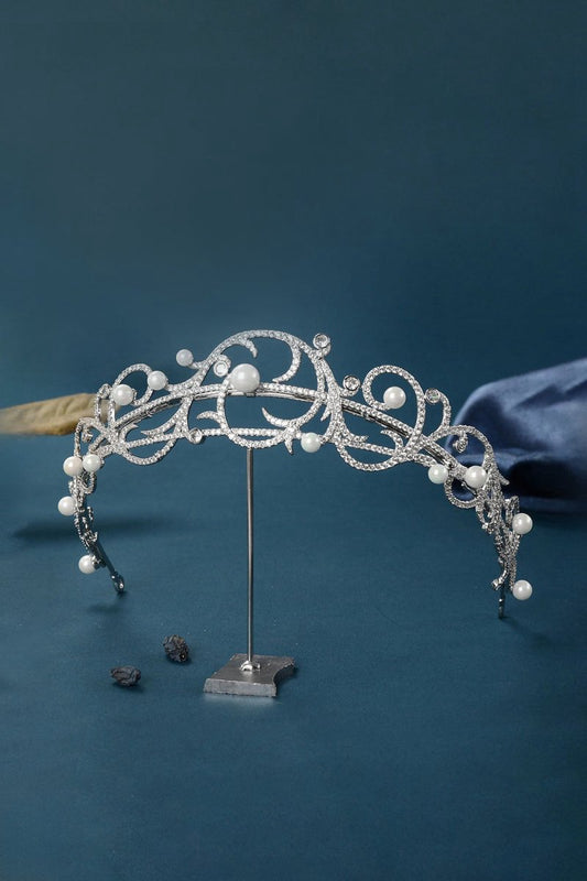 Women's Silver Pearl Swirl Tiaras