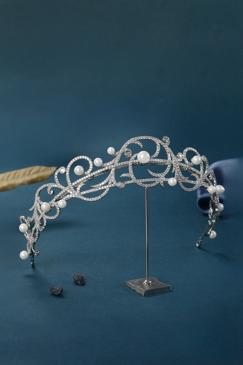 Women's Silver Pearl Swirl Tiaras