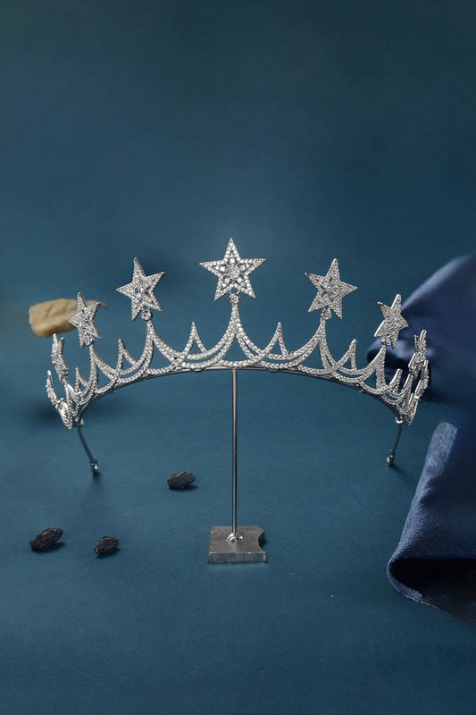Silver Starry Zircon Tiara