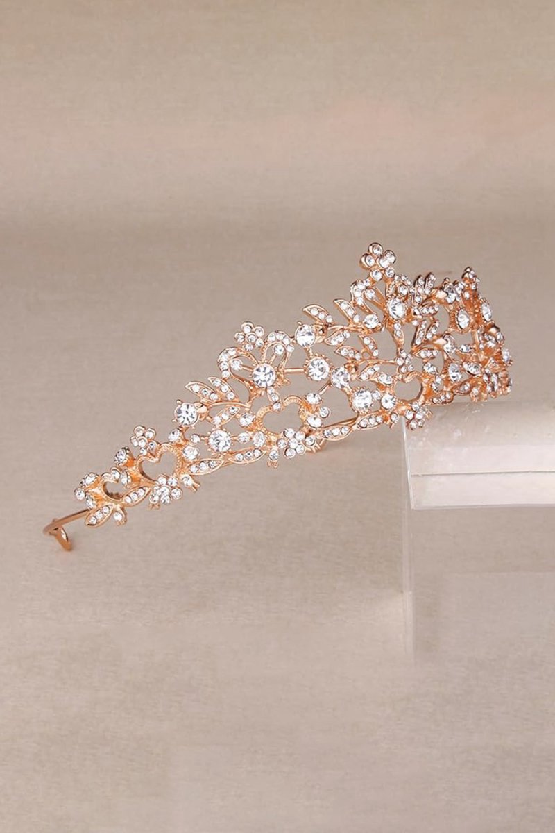 Rose Gold Pink Tiara Bridal Hair Accessories