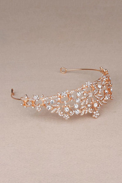 Rose Gold Pink Tiara Bridal Hair Accessories