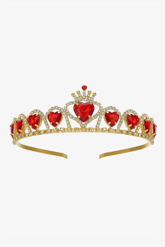 Red Heart Shape Crystal Rhinestone Tiara