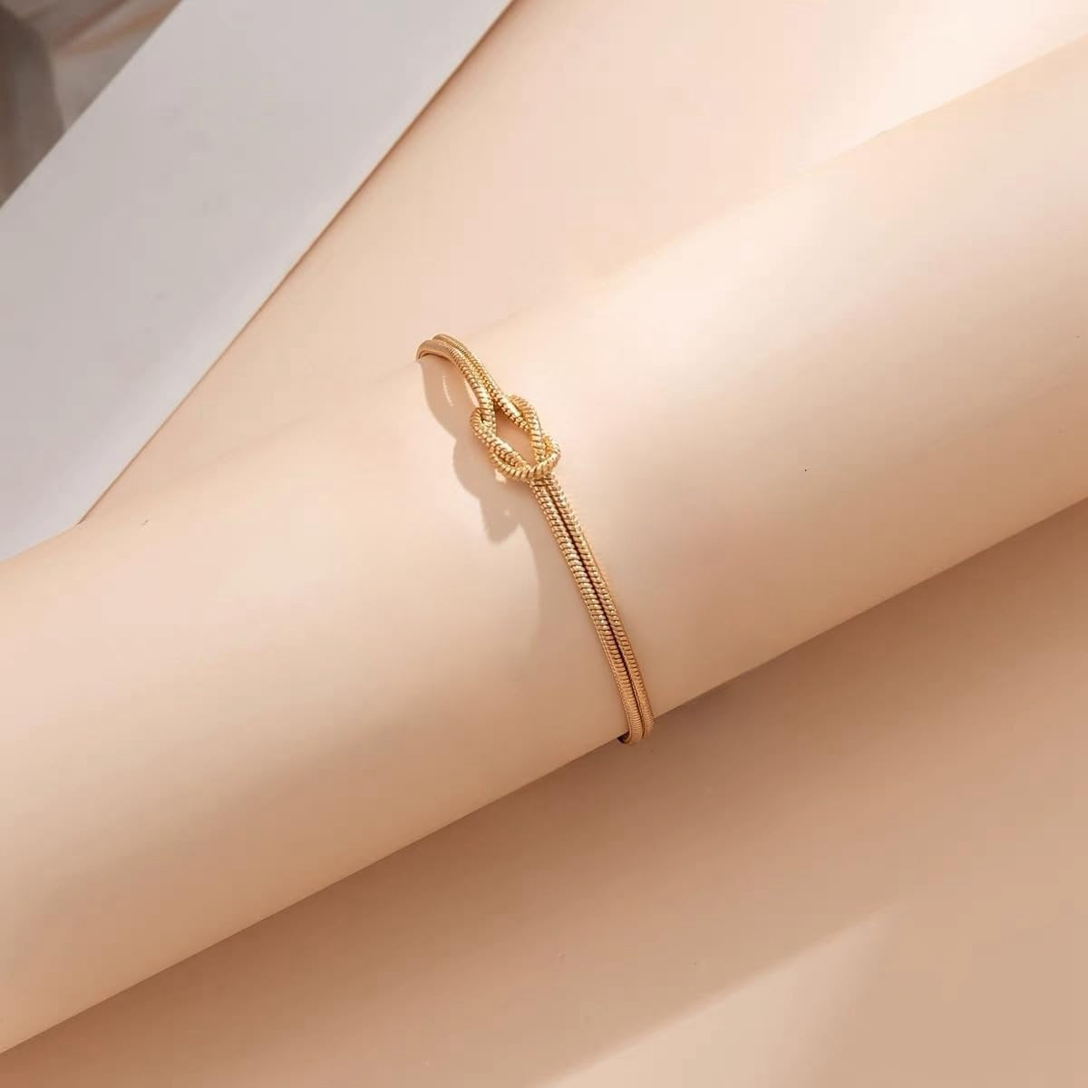 Gold Love Knot Snake Chain Bracelets