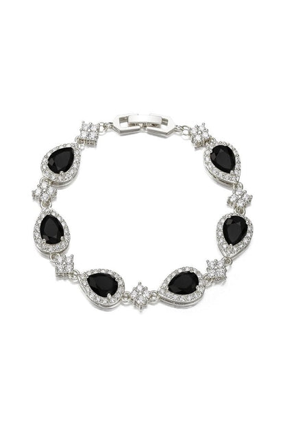Black Rhinestone Zirconia Teardrop Tennis Bracelets