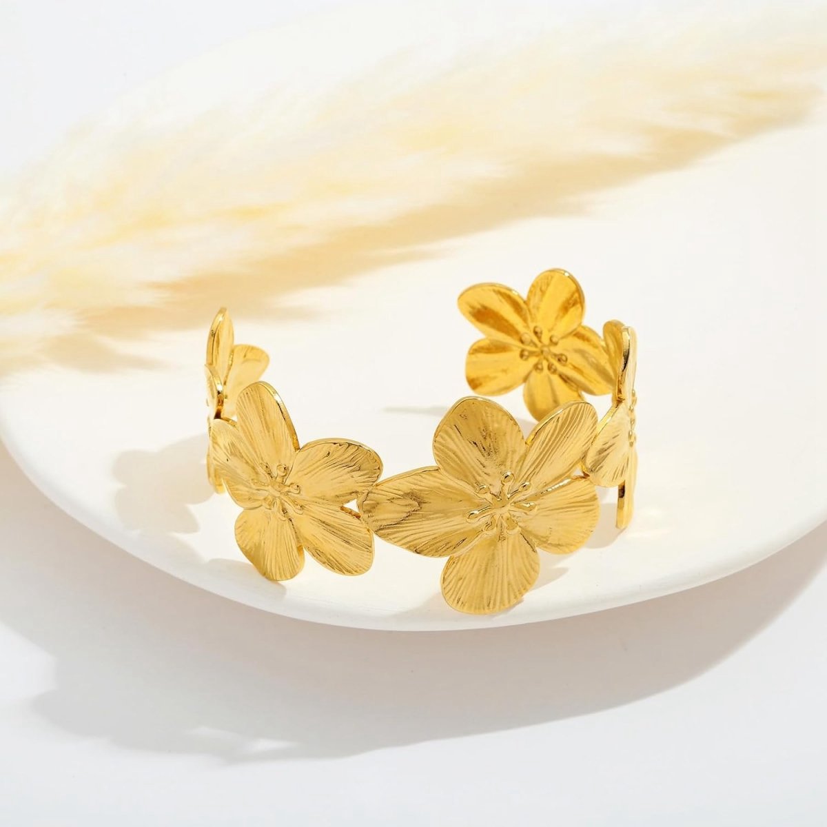 Boho Floral Chunky Wide Open Bracelets