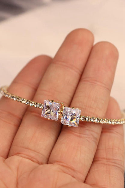 Gold Rhinestone Open Cuff Tennis Bracelets