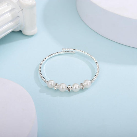 Gold Open Pearl Rhinestone Bracelets
