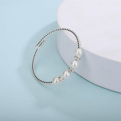 Gold Open Pearl Rhinestone Bracelets