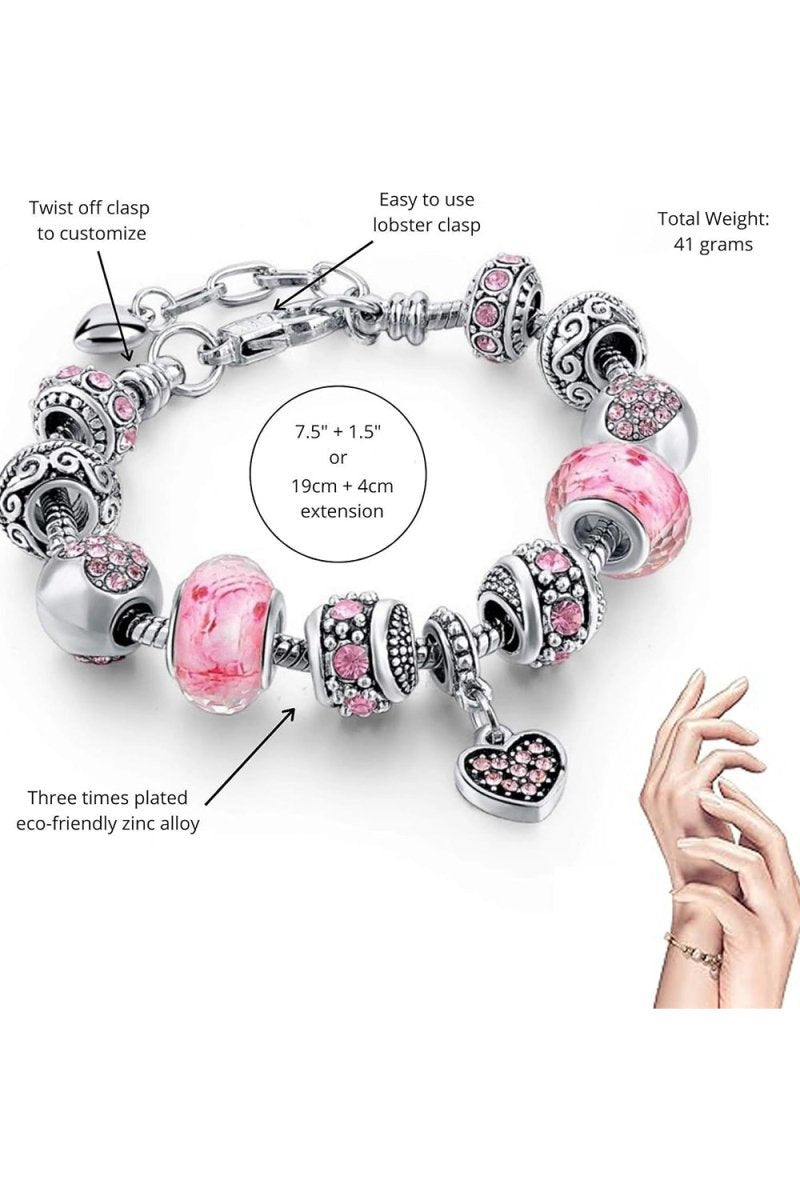 Silver Plated Charm Beaded Bracelets